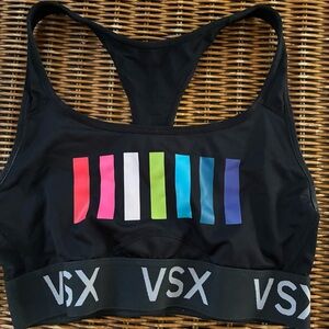 ⭐️3/$15⭐️Victoria's Secret VSX Rainbow stripe Black Sports Bra